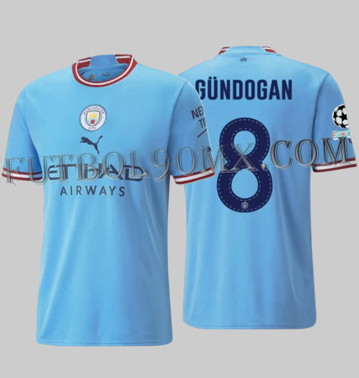 Jersey con Personalización oficial de Champions League GÜNDOĞAN número 8 en color azul marino Manchester City temporada del Triplete 2022/23 Puma 765710 01