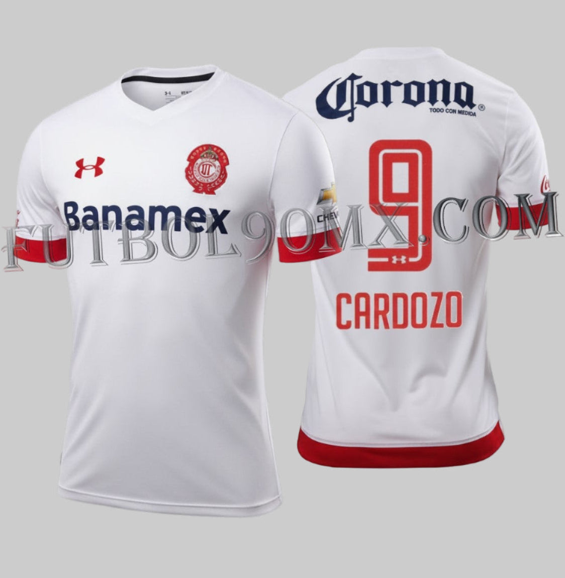 UNDER ARMOUR JOSE S. CARDOZO CLUB DEPORTIVO TOLUCA JERSEY DE VISITA 2015/16 1